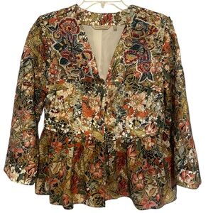Soft Surroundings Floral Collage Ariege Jacket Cardigan top Beaded Embroidery